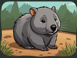 Wombat cartoon - stout, burrowing marsupial  cartoon sticker style