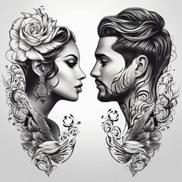 couple tattoo designs no skin,white background 