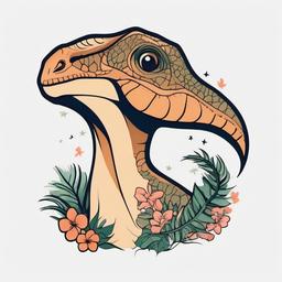 Feminine Dinosaur Tattoo - Embrace elegance and charm with a feminine and delightful dinosaur-themed tattoo.  simple vector color tattoo,minimal,white background