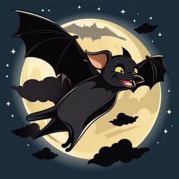 Bat clipart - cartoon bat flying at night  