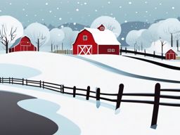 Winter Farm clipart - Winter scene on a farm, ,vector color clipart,minimal