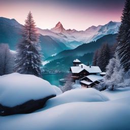 Winter Background - Winter Wonderland in the Swiss Alps  , splash art wallpaper, dull colors