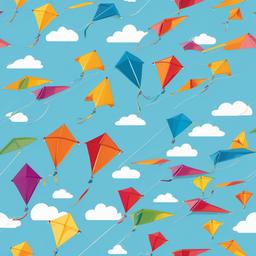 April clipart - kites flying in a clear blue sky  