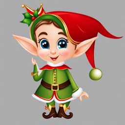 elf clipart - an elegant elf with pointed ears and a bow. 