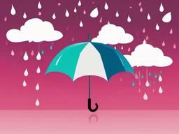 Umbrella clipart - open umbrella with raindrops falling  color,minimalist,vector clipart