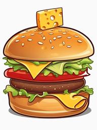 Cartoon cheese slice on a hamburger clipart.  vector style illustration, white background