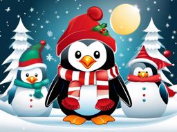 Christmas penguin - Celebrate the holidays with heartwarming Christmas penguins bringing festive cheer.  color vector clipart