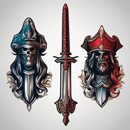 3 musketeers swords tattoo  simple vector color tattoo