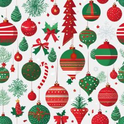 Christmas clipart with transparent background, Festive Christmas elements with a clear, transparent backdrop.  simple, 2d flat