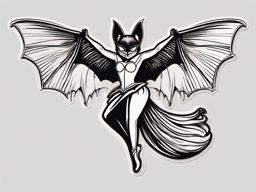 Ballet Bat sticker- Winged Waltz Whimsy, , sticker vector art, minimalist design