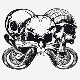 Cobra and Skull Tattoo - Combination of a cobra and skull in a tattoo.  simple vector tattoo,minimalist,white background