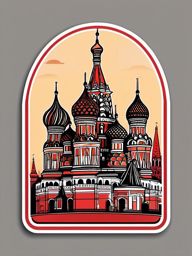 Red Square sticker- Historic square in the heart of Moscow, , sticker vector art, minimalist design