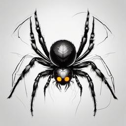 drawing of a spider with glowing eyes  minimal rough sketch scribbles,doodles,black and white