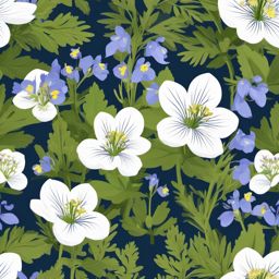 Alpine Arctic Polemonium Clip Art - Arctic polemonium blooms in alpine areas,  color vector clipart, minimal style