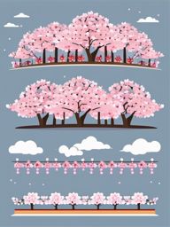 Cherry Blossom Parade clipart - A festive cherry blossom parade, ,vector color clipart,minimal