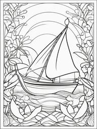 Fairy on a Leaf Boat Coloring Pages - Fairy Sailing on a Leaf Boat  minimal black outline printable sheet, coloring page