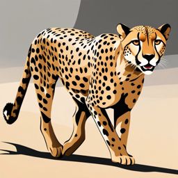 Cheetah clipart - Fastest land animal known for sprinting, ,vector color clipart,minimal