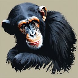 Chimpanzee clipart - Close relative of humans in the wild, ,vector color clipart,minimal