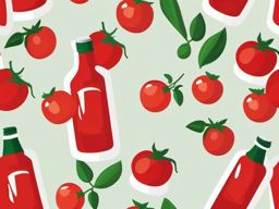 Tomato Ketchup Bottle Clipart - A ketchup bottle with ripe tomatoes.  color vector clipart, minimal style