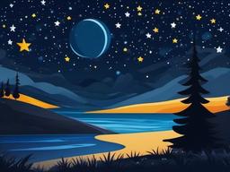 Starry Night Cartoon Background  