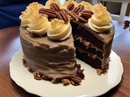 german chocolate cake with coconut-pecan frosting, savored at a family reunion. 