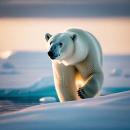 Cute Polar Bear Roaming in the Arctic Ice 8k, cinematic, vivid colors