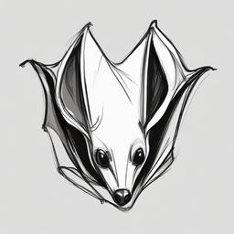 drawing of a fruit bat  minimal rough sketch scribbles,doodles,black and white