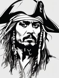 sketch of jack sparrow  minimal rough sketch scribbles,doodles,black and white