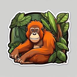 Orangutan cartoon - orange-haired jungle ape  cartoon sticker style