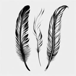 2 Feather Tattoo - Tattoo featuring two feathers.  simple vector tattoo,minimalist,white background