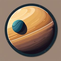 Saturn's Moon Titan Sticker - Titan, Saturn's largest moon, in space, ,vector color sticker art,minimal