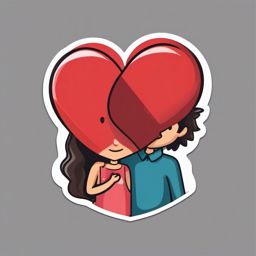 Couple with Heart Emoji Sticker - Wrapped in a loving embrace, , sticker vector art, minimalist design