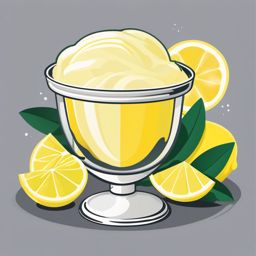 Lemon Sorbet Scoop Clipart - A scoop of tangy lemon sorbet.  color vector clipart, minimal style