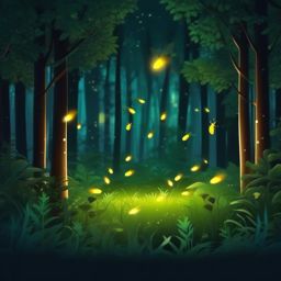 Glowing Fireflies in the Forest Emoji Sticker - Illuminated magic in the woodland, , sticker vector art, minimalist design