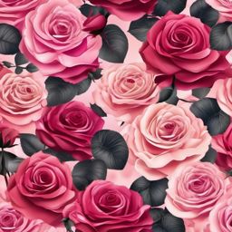 Rose Background - Romantic Roses and Petal Scattering  intricate patterns, splash art, wallpaper art