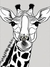 Giraffe Coloring Pages - Giraffe with a butterfly perched on its nose  simple coloring pages