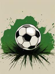 Soccer clipart - soccer ball with grass stains and dirt  color,minimalist,vector clipart