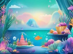 Birthday Background Wallpaper - mermaid theme backdrop  