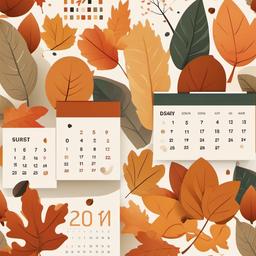 Calendar clipart - calendar with an autumn theme  color,minimalist,vector clipart