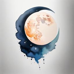 Watercolour Moon Tattoo  minimal,color tattoo,white background