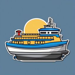 Ferry Boat Emoji Sticker - Crossing the waterways, , sticker vector art, minimalist design