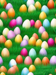 April clipart - Easter eggs hidden in grass  