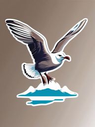 Seagull Sticker - A coastal seagull in flight, ,vector color sticker art,minimal