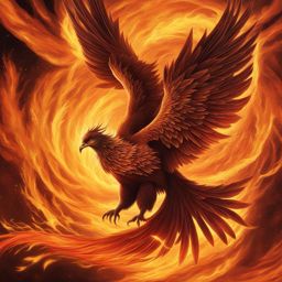 legendary phoenix rising from its own ashes in a burst of flames and glory. 