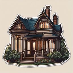 Victorian Cottage Sticker - Convey the quaint charm of a Victorian cottage with the picturesque and detailed sticker, , sticker vector art, minimalist design