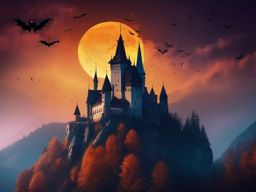 Halloween Background iPhone - Mysterious Castle in Bran, Romania  wallpaper style, intricate details, patterns, splash art, light colors