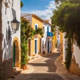 lesser-known villages of menorca - create an artwork that highlights the lesser-known villages of menorca, with their rustic charm and idyllic settings. 