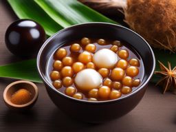 sago gula melaka, sago pearls in coconut palm sugar syrup (popular in malaysia). 