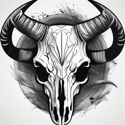 Abstract bull skull waves ink. Dynamic essence of the wilderness.  minimalist black white tattoo style