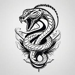 Snake on a Sword Tattoo - Tattoo featuring a snake coiled around a sword.  simple vector tattoo,minimalist,white background